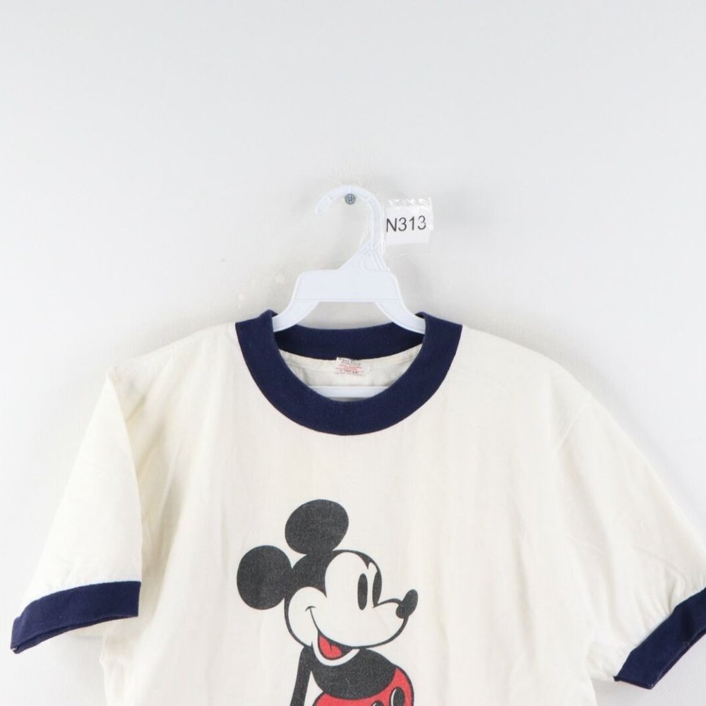 Vintage 90'S Disney Store Mickey Mouse Ringer T-shirt, Men's Size L cotton gray type Vintage Second Hand